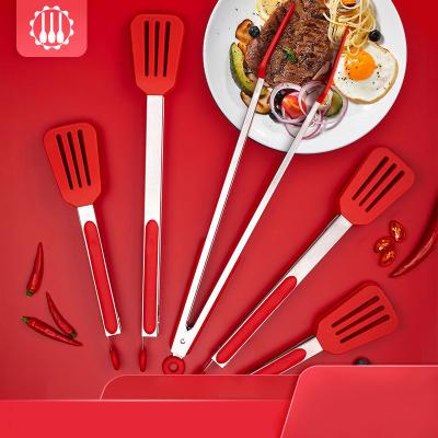 China Stocked Top Quality Tong Kitchen Utensil 7/9/12 Inch Silicone Food Tongs Cooking Tongs Clip Salad Serving BBQ Tools for sale