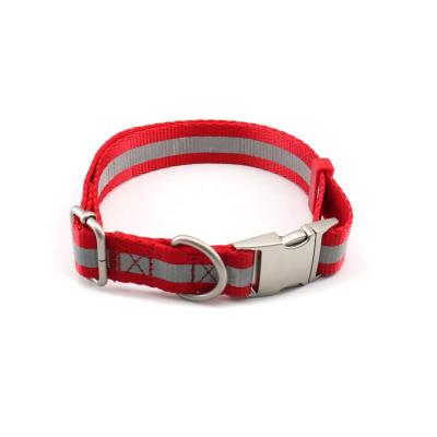 China Hot Selling DETACHED Pet Dog Collar Red Ribbon Nylon Printed Weaving Release Buckles Dog Collars for sale