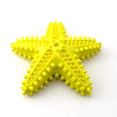 China New Viable Training Elastic Soft Dog Bite Squeaker Dog Toy Starfish Food Pet Toy for sale