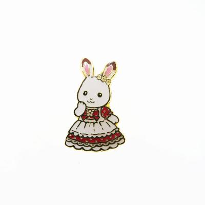 China Used for Pretty metal decoration brooch various small rabbit shape white cartoon appearances cute brooch pin for sale