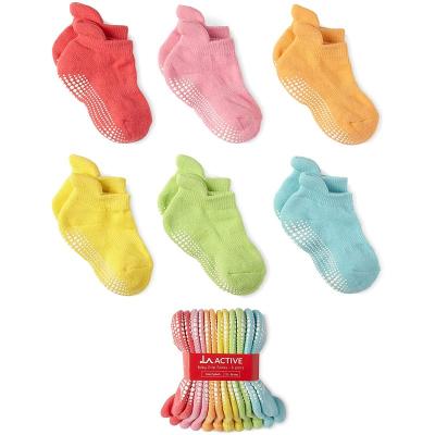 China 6 Packs QUICK DRY Grip Silicone Baby Cotton Candy Anti-slip Socks for sale