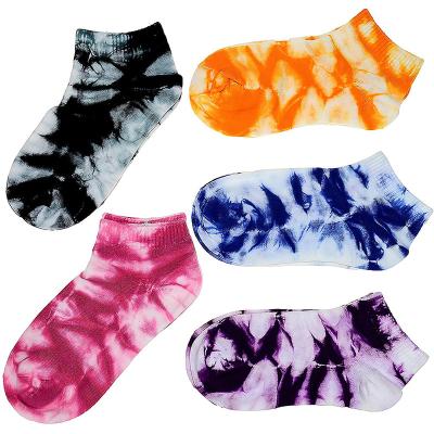 China Hot Sale Breathable Colorful Women's Customizable Tie Dye Ankle Socks for sale