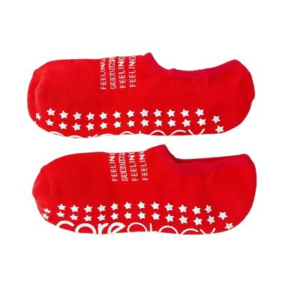 China Red Breathable Ankle Yoga Socks Non Slip Socks With Grips Pilates for sale