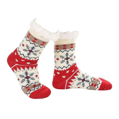 China Comfortable QUICK DRY Winter Fuzzy Grip Socks Thick Warm Snowflake Crew Socks Sale for sale