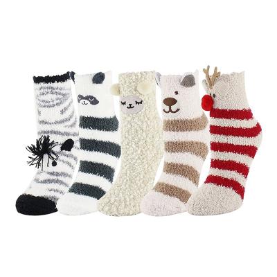 China Custom Made Women Long Fuzzy Socks Women Barred Thick QUICK DRY Crew High Quality QUICK DRY for sale