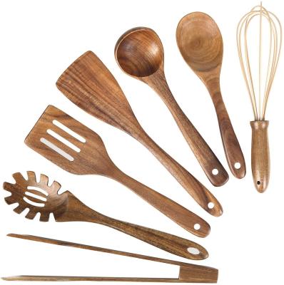 China Viable Fancy Chic Kitchen Utensils Wooden Set 7pcs Cooking Tools For Cookware Kitchen Gadgets for sale