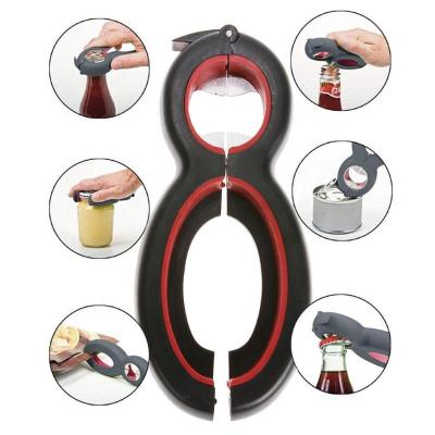 China Viable 6 In 1 Bottle Can Opener, Multifunctional Kitchen Jar Beer Openers Lid Remover For Elderly Weak Hands for sale