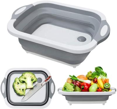 China Viable Folding Cutting Board with Colander and Drain Sink Storage Basket for sale