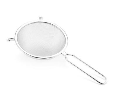 China Sustainable Kitchen Instruments Round Silver Fine Mesh Strainer Stainless Steel for sale