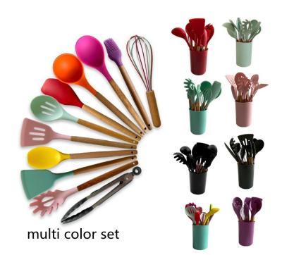 China Sustainable 11pcs Kitchen Utensil Cookware And Bakeware Utensils Sets Silicone Tool Multicolor for sale