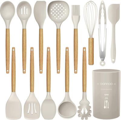 China Sustainable 14 PCS Silicone Cookware Kitchen Utensil Set Heat Resistant For Cookware Non-Stick (BPA Free) for sale