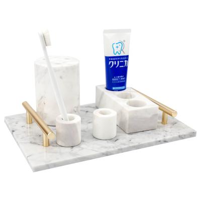 China Vintage Stone Marble Bathroom Accessories Set Design Facial Hotel Room Shower Holder Toothpaste Toothpaste Detergent Home Decoration for sale