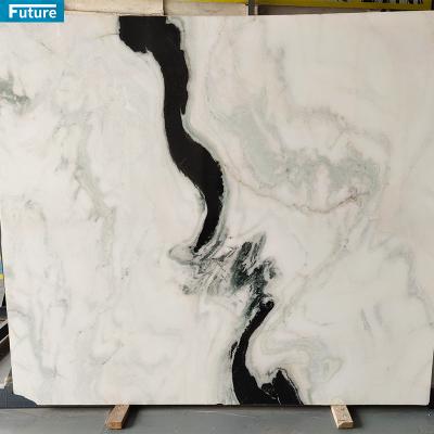 China Modern Panda Slab Flooring Tile Natural White Marble Onyx Marble Stone Marble Tiles for sale