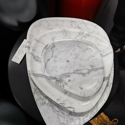 China Modern Creative Natural Marble Tray Storage Tray For Cosmetic Storage Desktop Jewelry Perfume Storage for sale