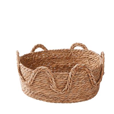 China Viable Living Room Balcony Nordic Hand - Plant Woven Folding Flower Pot Straw Belly Seagrass Storage Basket for sale