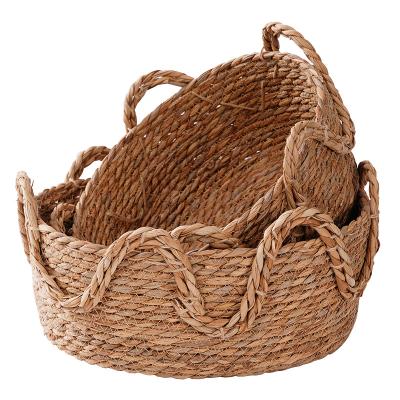 China New Design Sustainable Storage Basket Cheap Wholesale Cotton Straw Rattan Basket For Laundry Clothes Hotel Home Storage for sale