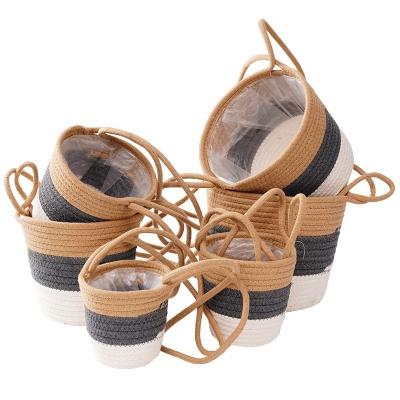 China Multifunctional cute rope woven environmental protection space saving basket Easter office basket cotton storage non irritating storage basket for sale