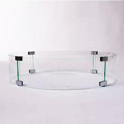 China Stocked Custom Fire Pit Table Glass Wind Guard Screen for sale