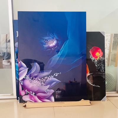 China Yard printing custom UV art glass panel for commercial refrigerator glass door for sale