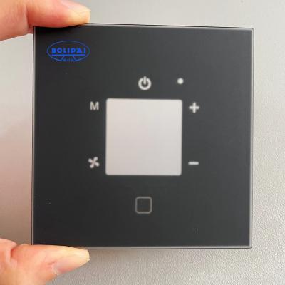 China Supermarket 1.5mm-5mm Custom Light Glass Switch Panel Outdoor Contact Switch Acid Etched Glass Plate for sale