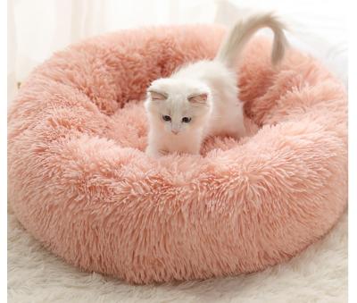 China Hot Sale Soft Luxury Round Pet Breathable Sofa Sleeping Fluffy Dog Bed Cat Mat Plush Pet Beds Pet Accesori for sale