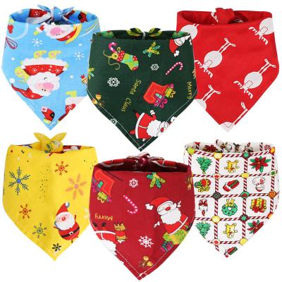 China KAATAPET Stocked Cat Christmas Cotton Printed Pet Dog Dress Triangle Saliva Towel Large Dog Bib Decoration for sale