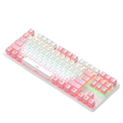 China Plug and play 915 87 Key Mechanical Girl Lovely Home Office Gaming Keyboard USB Notebook PC Gaming Desktop Keyboard for sale