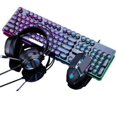 China For Gaming Feel Mechanical Keyboard and Mouse Set Cable PUNK Mixed Lightweight PC Gaming Keyboard and Mouse Three Piece Set for sale