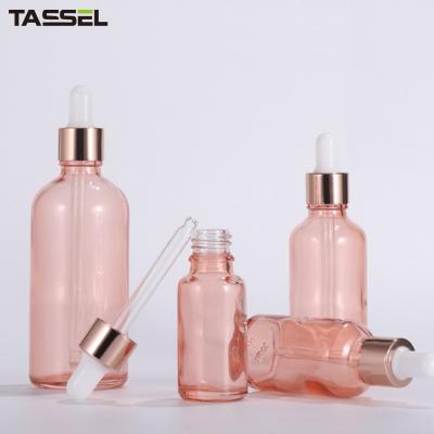 China Rose Gold Essential Oil Glass Dropper Bottles 60ml 80ml 18/410 Dropper for sale