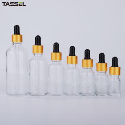 China 5ml 10ml Clear Essential Oil Glass Dropper Bottles 18/410 Aluminium Dropper for sale