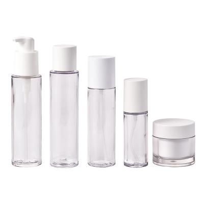 China Tassel 50g 30ml 110ml 120ml 130ml Thick Wall Cosmetic Plastic Bottles with Treatment Pump and Jar for sale