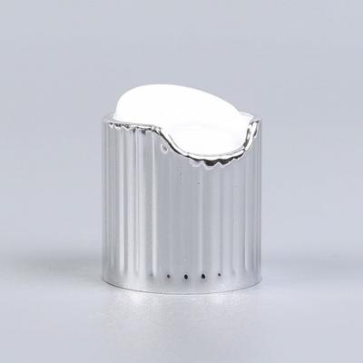 China FDA REACH 24/410 Ribbed Aluminium Shampoo Bottle Cap Shiny Silver for sale