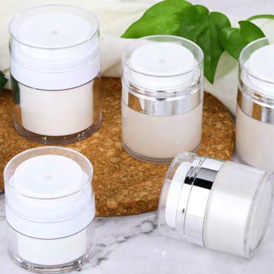 China 1.76oz 50g 50ml Airless Pump Cream Jar Bottle Containers Jar Empty With Press Top for sale