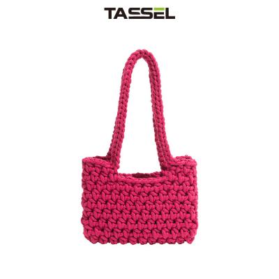 China Designed Beauty Hand Knitted Bag Pink Shoulder Bag For Gift Package for sale