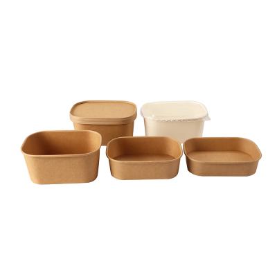 China Disposable Waterproof Catering Craft Microwave Paper Food Packaging Containers Delivery Box Rectangle Safe Paper Bowl Recyclable for sale