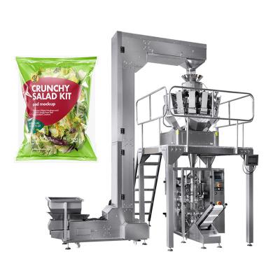 China Easy Operation Vffs Multihead Automatic Bagging Salad Vegetables Weigh Pouch Pea Lettuce Prep Salad Vegetable Wrap Packing Machine for sale