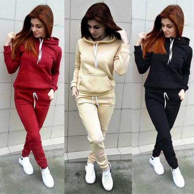 China Fashion Breathable Hot Selling Casual Hooded Sweater Suit For Women Fashion Sweat Suits With Hood for sale