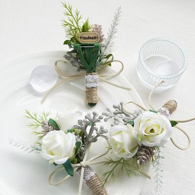 China New Arrival Wedding.Home.Party.Restaurant.Bar.Hotel Rose Flower Hand Wrist Corsage Artificial Flowers for Wedding Bride Bridesmaid Boutonniere Flower for sale