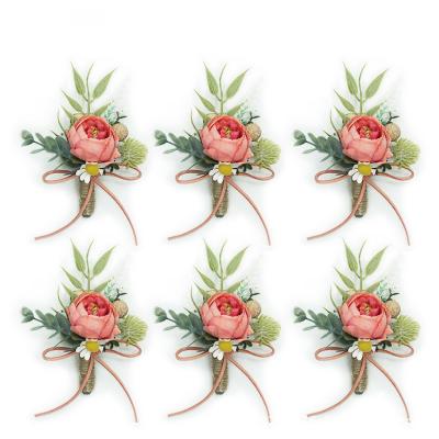 China Artificial Rose Wrist Flowers Corsage For Wedding.Home.Party.Restaurant.Bar.Hotel Prom Wedding Decor Rose Wrist Corsage Boutonniere Wrist for sale