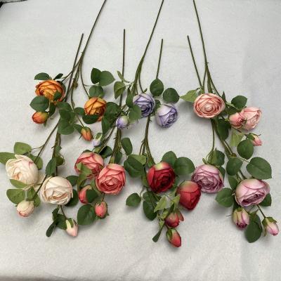 China Home.Party.Restaurant.Bar.Hotel.Wedding made in china crowed 4 heads faux flowers preserved silk fabric artificial flower roses for wedding decoration for sale