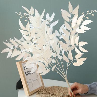 China Factory sale natural hot silk leaves greenery artificial touch weeping white willow for floral bouquet wedding decor for sale