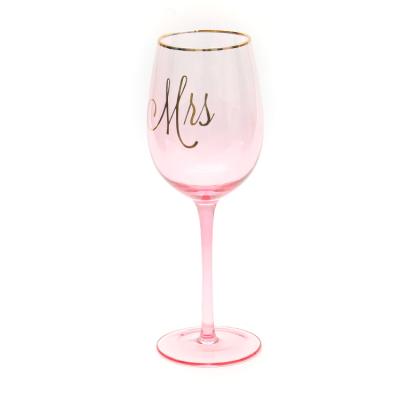 China New Classic/Postmodern Hot Selling Modern Vintage Large Long Stem Pink And Blue Painted Wine Glass Mug for sale