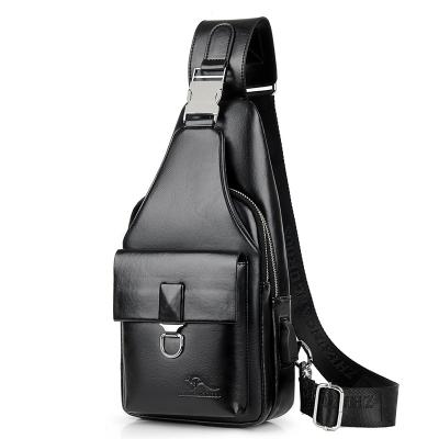 China With Supply Chinese Black USB Manufacturer PU Men Business Chest Bag Leather Shoulder Pocket for sale