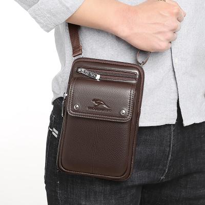 China Water Proof Good Quality Mens PU Shoulder Bag Waist Cell Phone Leather Bag For Men for sale