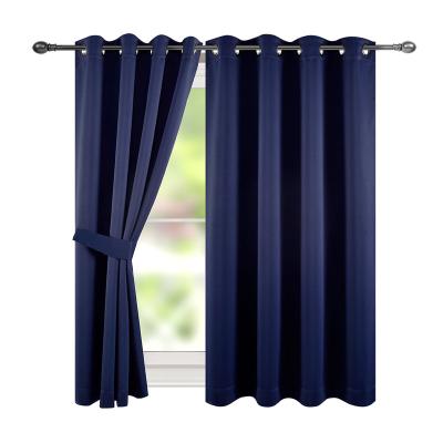 China Blackout TEXPLUS 2 Panels Solid Color Blackout High Top Shading Curtain For Bedroom (Dark Blue, 52Wx63L Inches) for sale