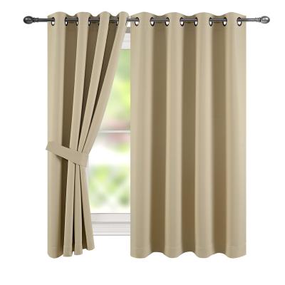 China Blackout TEXPLUS 2 Panels Solid Color Blackout High Top Shading Curtain For Bedroom (Beige, 52Wx63L Inches) for sale