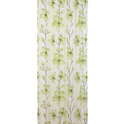 China Curtain For Living Room New Design Flower Curtain Fabric 100%Polyester Large Green Color Cloth for sale