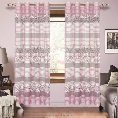 China Other 2018 Net Fabric With Print Pink Girl Room Curtain Stripe Horizontal Curtain for sale