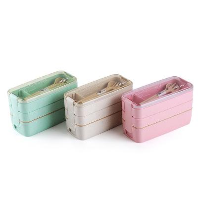 China Freshness Keeping Safe And Healthy Wheat Straw Plastic Bento Lunch Box For Kids for sale