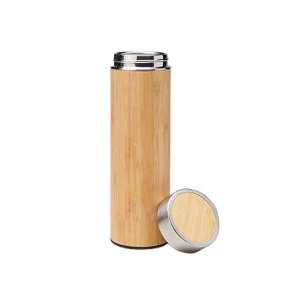 China Wood+Stainless Steel Portable Custom Bamboo Coffee Mug With Water Bottle Lid Bamboo Reusable Bamboo Water Bottles for sale